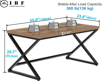 Rustic Oak 55 Inch Computer Desk For Home Office Modern