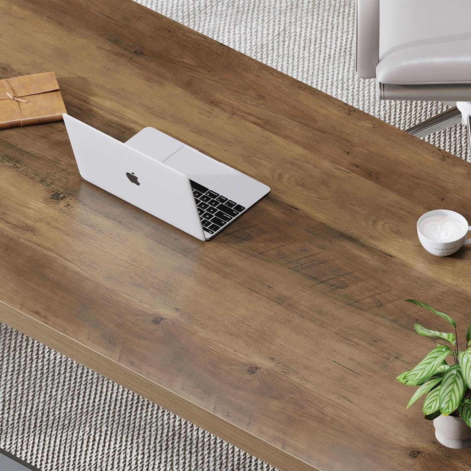 Rustic Oak 55 Inch Computer Desk For Home Office Modern