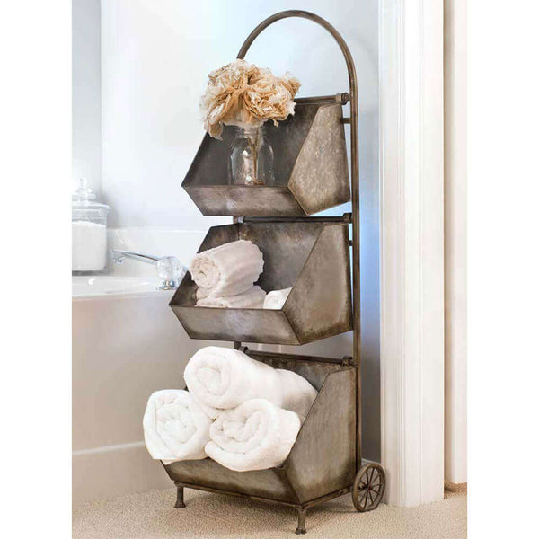 Rustic Farmhouse Organizer Cart