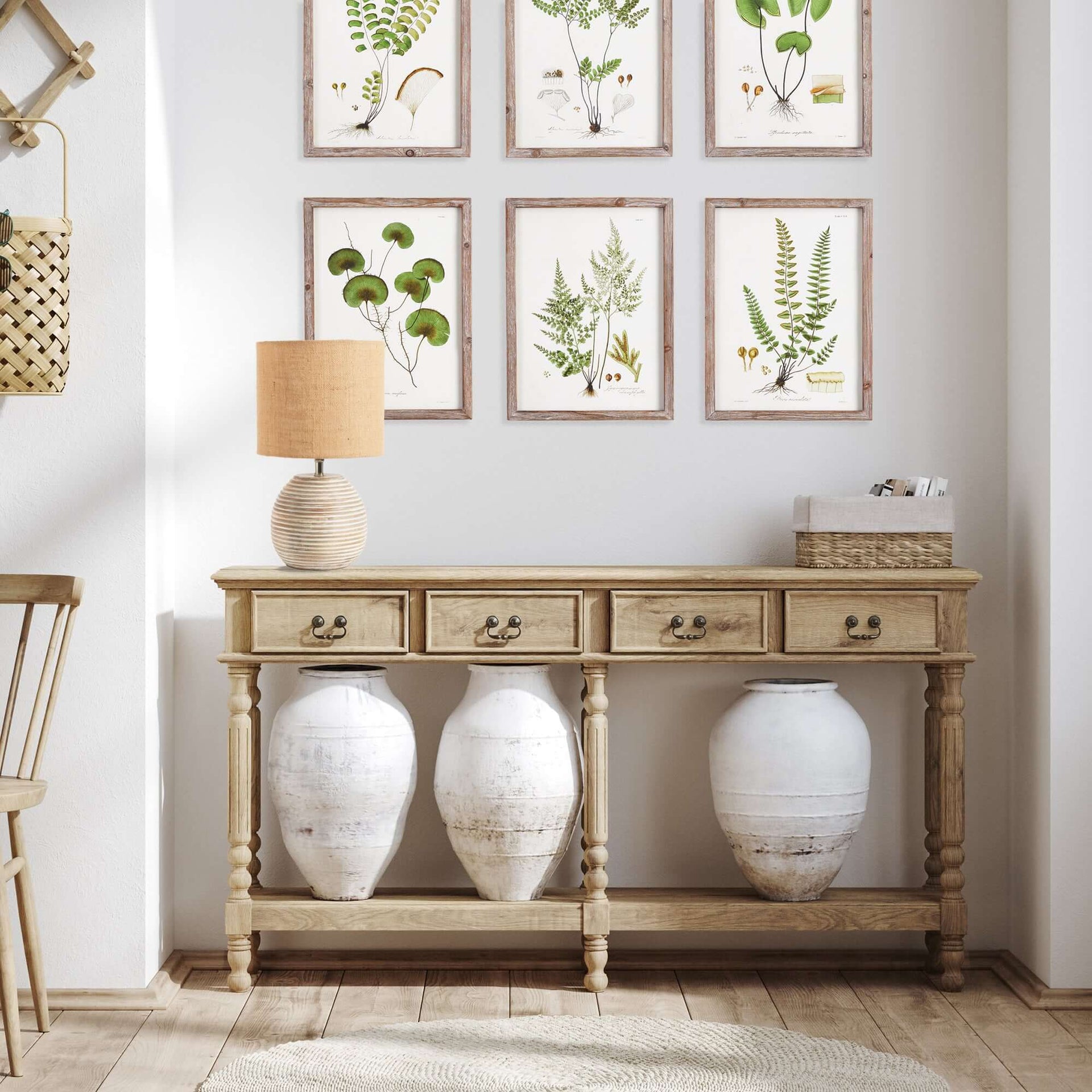 Rustic Mango Wood Table Lamp with Linen Shade