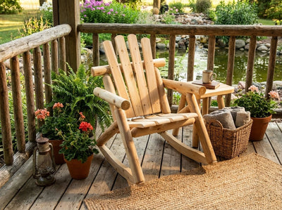 Rustic Outdoor Log Rocking Chair