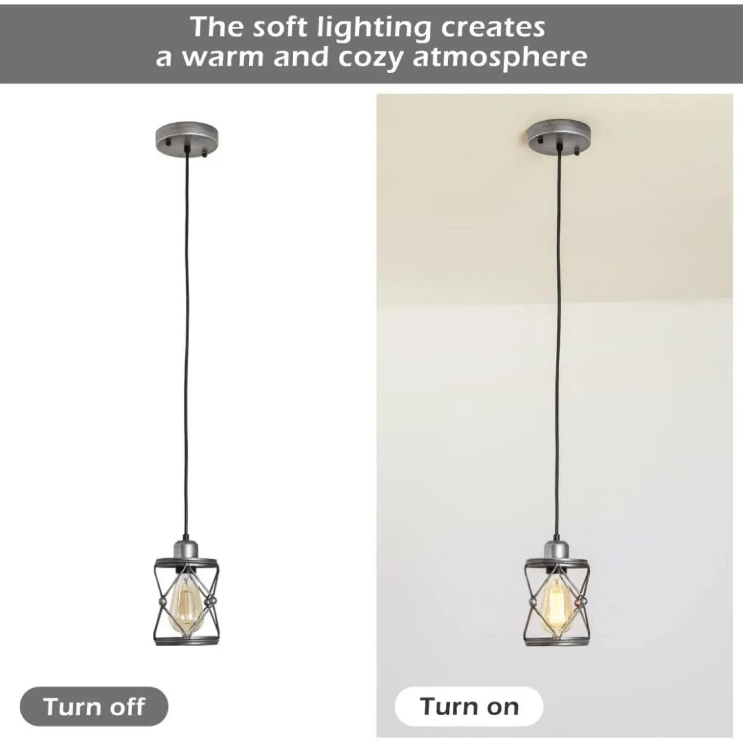 Rustic Silver Metal Pendant Hanging Lights Kitchen with Adjustable LED Lamp