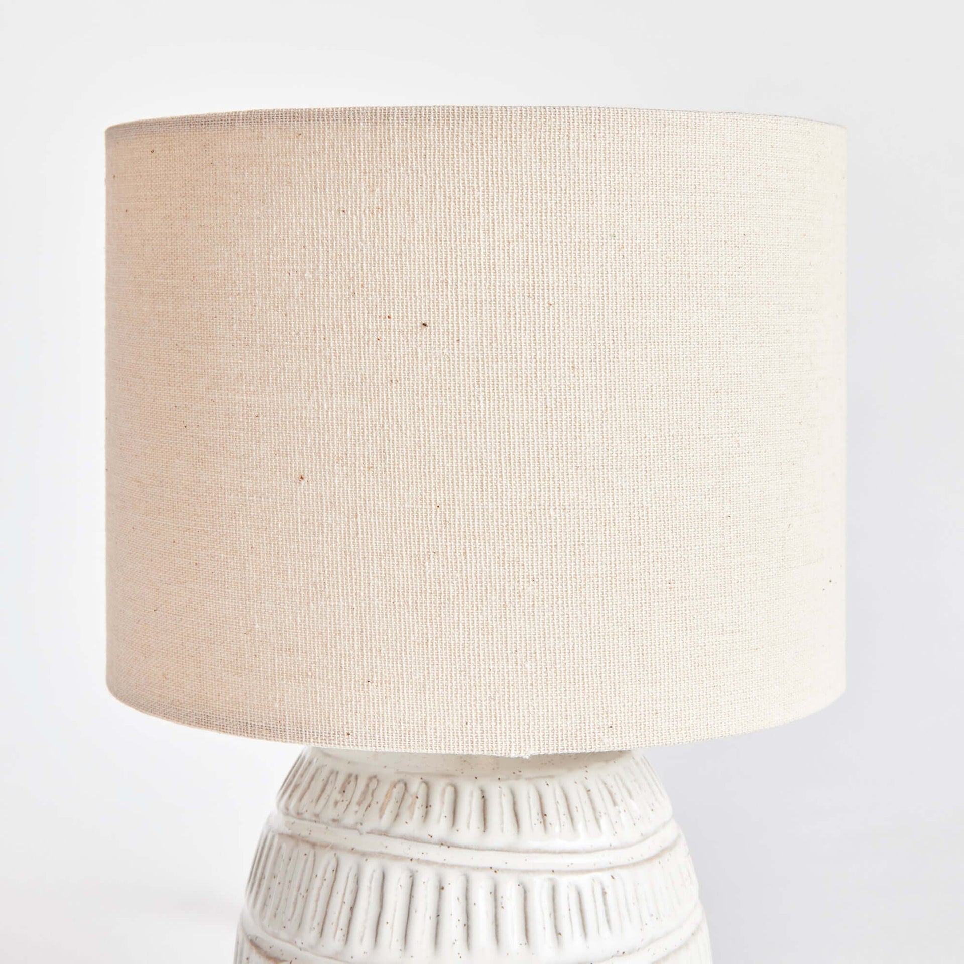Rustic Textured Pottery Table Lamp in White Glaze