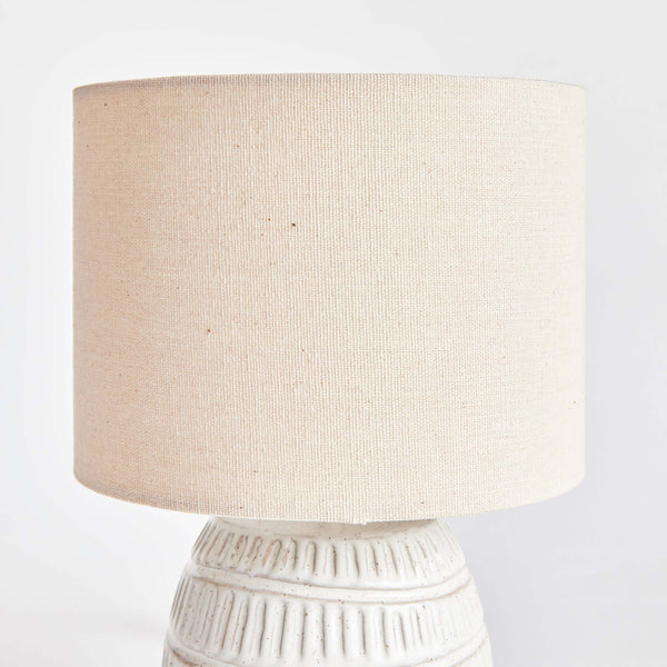 Rustic Textured Pottery Table Lamp in White Glaze