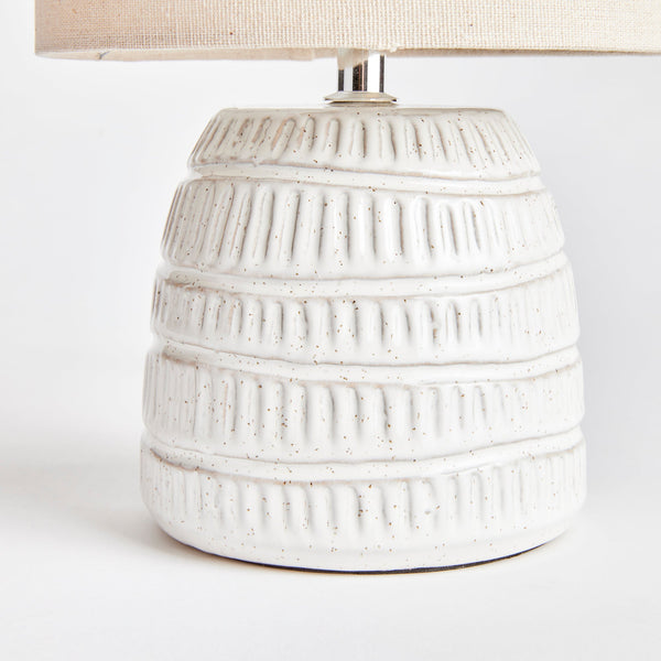 Rustic Textured Pottery Table Lamp in White Glaze