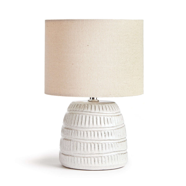 Rustic Textured Pottery Table Lamp in White Glaze