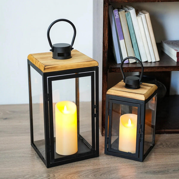Set of 2 16'' & 11'' High Decorative Candle Lanterns
