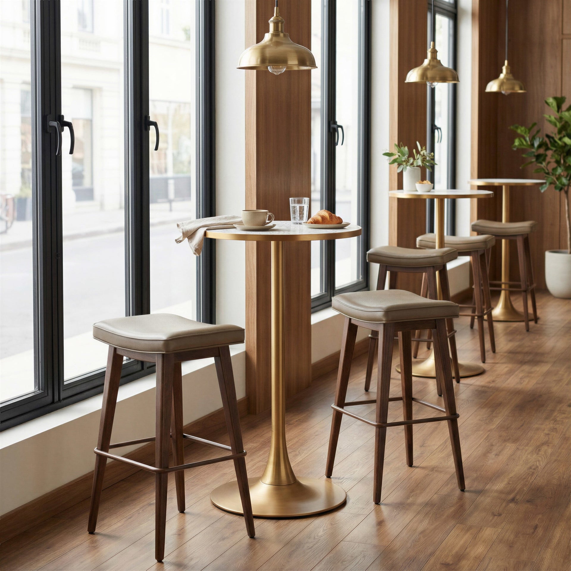 Divat Barstool (Set of 2) Taupe & Walnut