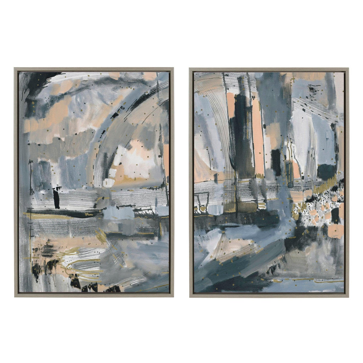 Sylvie Harbor Nights Set No 1 and Harbor Nights Set No 2 Framed Canvas Set by Leah Nadeau