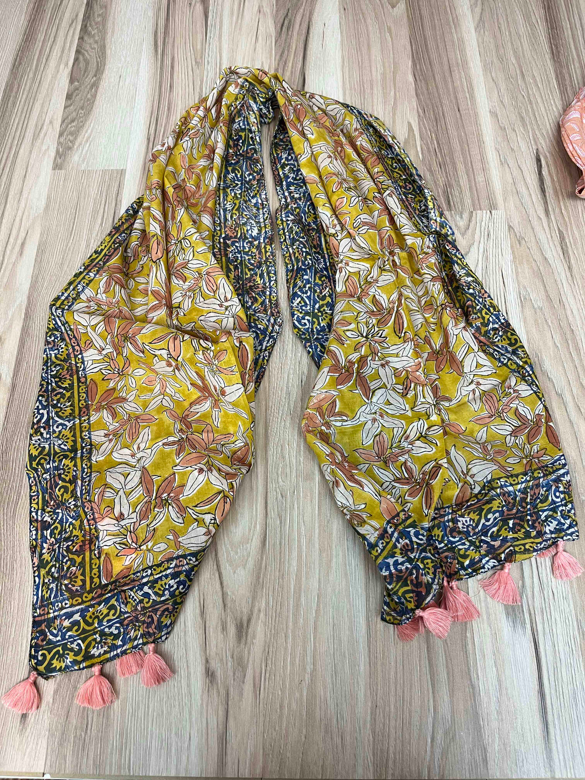 Block Print Scarf w/Tassles