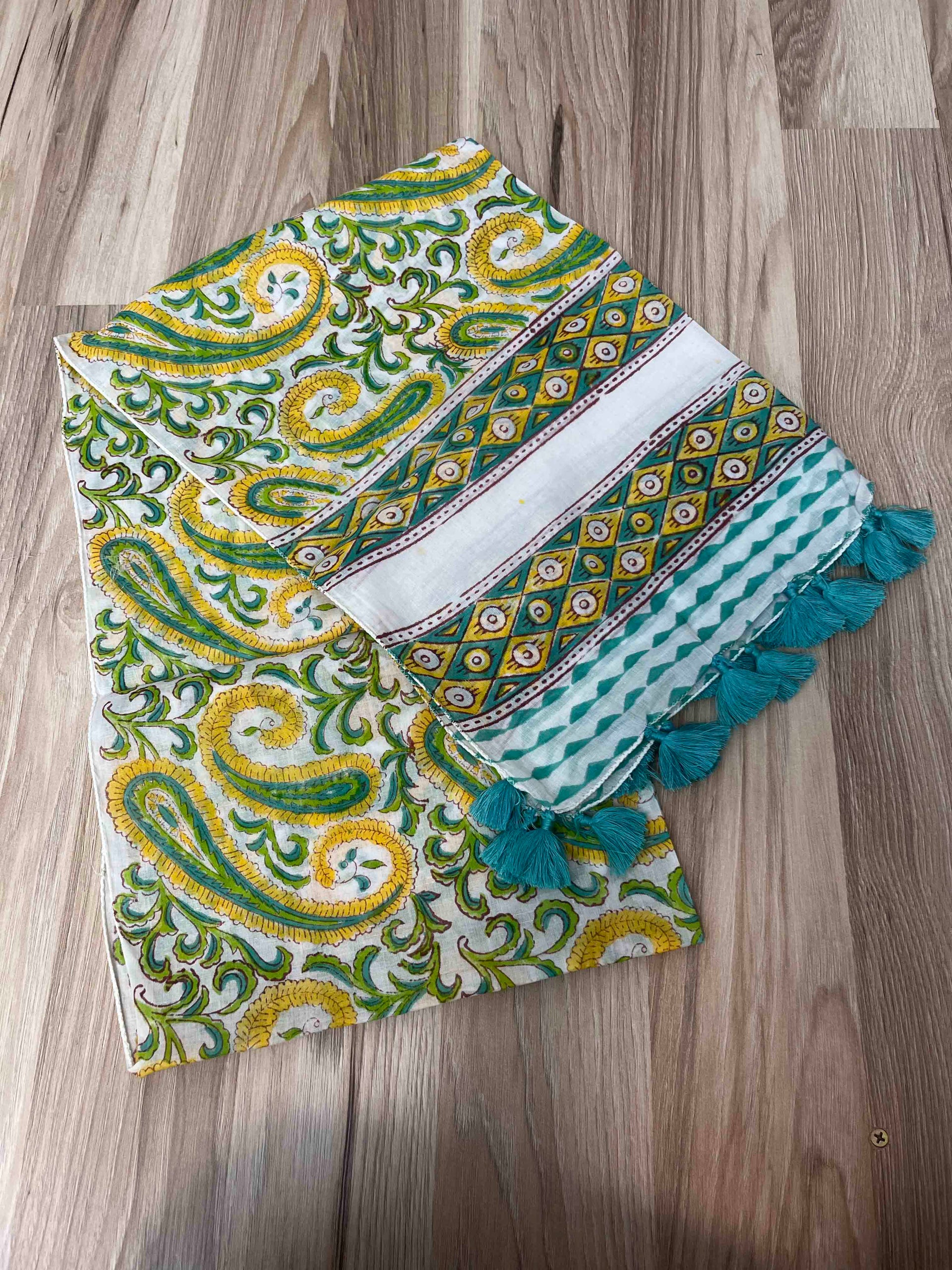 Block Print Scarf w/Tassles