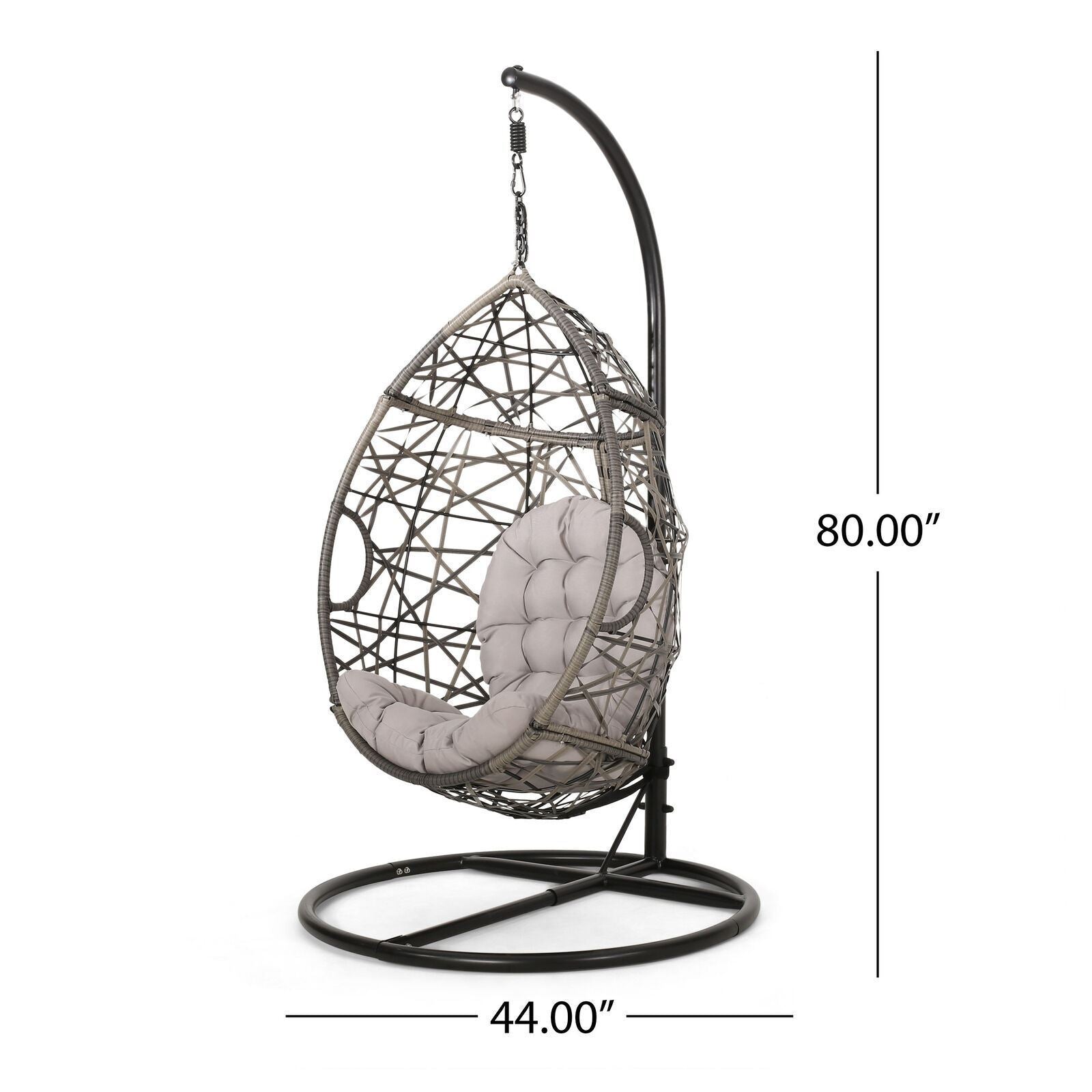 Outdoor Brown Wicker Hanging Teardrop / Egg Chair - NH791932