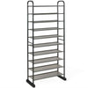 10-Tier Free-Standing Metal Frame Shoe Rack - Black