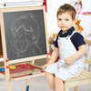All-in-One Wooden Height Adjustable Kid's Art Easel with Magnetic Stickers and Paper - Multicolor