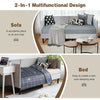 Twin Size Daybed Frame with Sturdy Wooden Slat Support-Gray - Gray