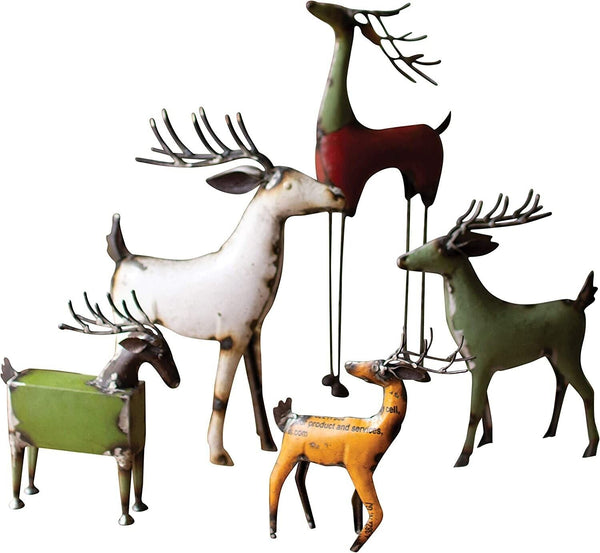 Set of 5 Recycled Metal Deer Kalalou
