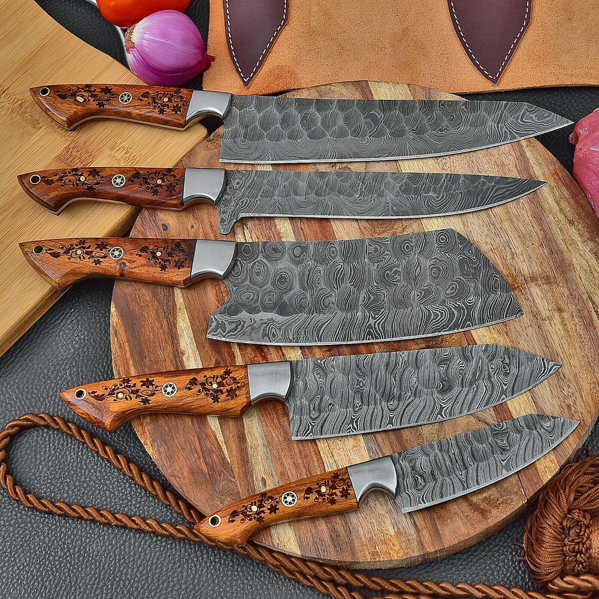 DAMASCUS KITCHEN CHEF KNIVES SET