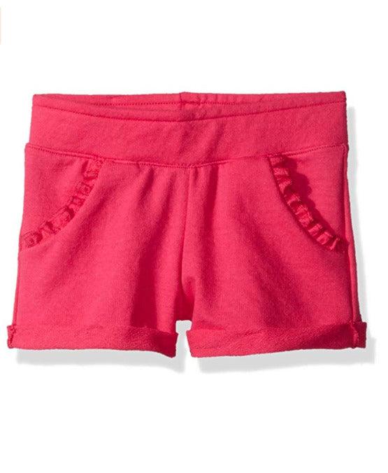 Hanes Little Girls' Ruffle Pocket Shorts, Pink, XS (4-5)