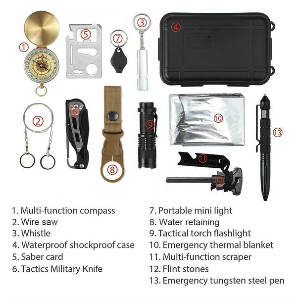 14-in-1 Outdoor Emergency Survival and Safety Kit