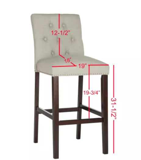 Safavieh 31.5 -Inch Norah Light Grey Barstool (Set of 2) ? Light Grey 19 x 20