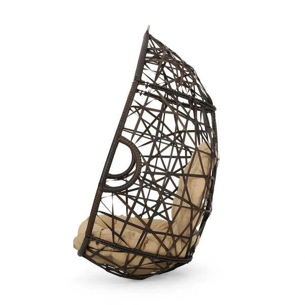 Outdoor Brown Wicker Hanging Teardrop / Egg Chair - NH791932