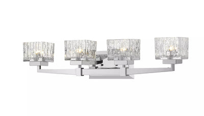 Z-Lite Rubicon 4 Light 30 Wide Vanity Light with Textured Glass Shades