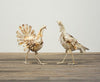 Set of 2 Antique White Metal Turkeys