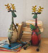 Set of 2 Recycled Sitting Iron Moose