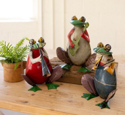 Set of 3 Recycled Metal Frog Band