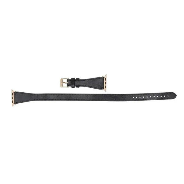 Luxury Double Wrap Black Leather Apple Watch Band - San Diego