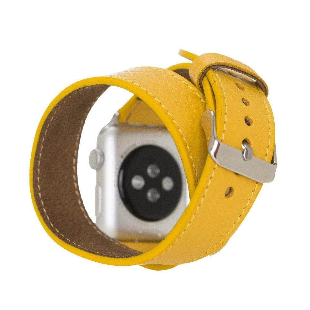 Luxury Double Wrap Yellow Leather Apple Watch Band - San Diego