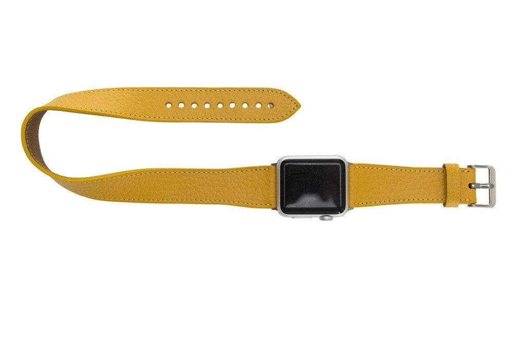 Luxury Double Wrap Yellow Leather Apple Watch Band - San Diego