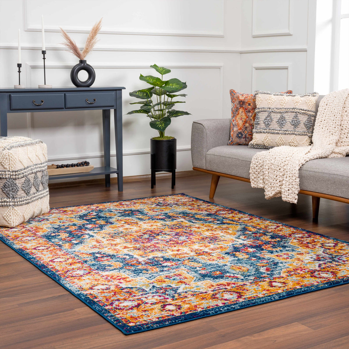 Istanbullu Orange Area Rug - Clearance
