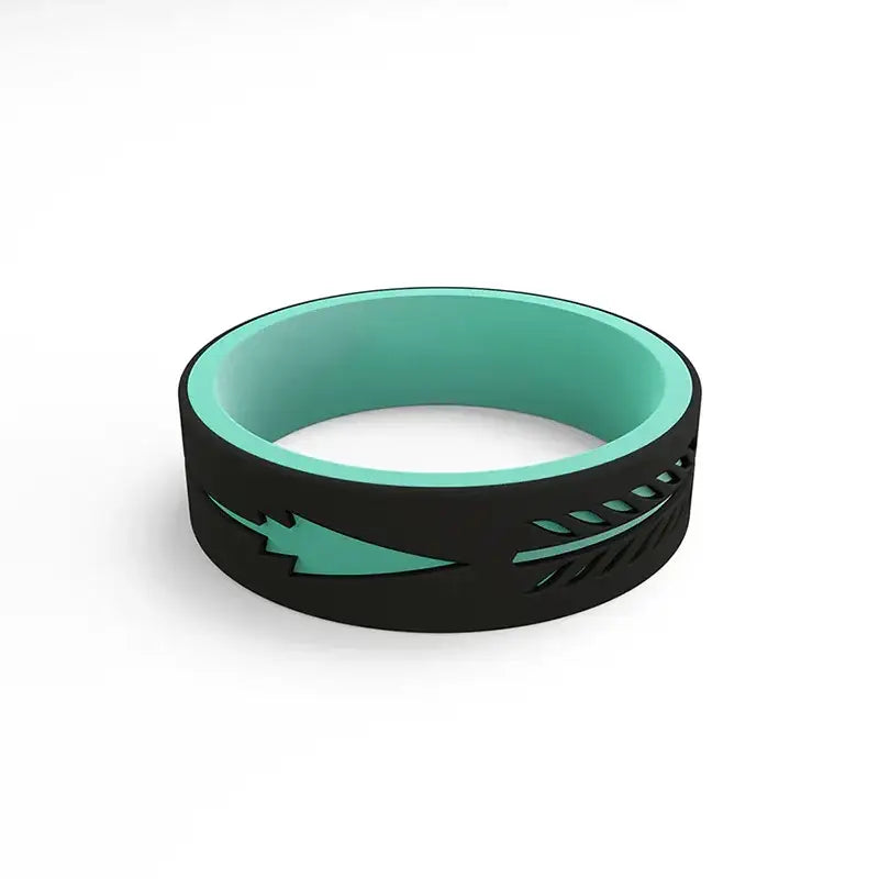 ARROW Women's Black and Aqua Strata Arrow Silicone Band - 6mm