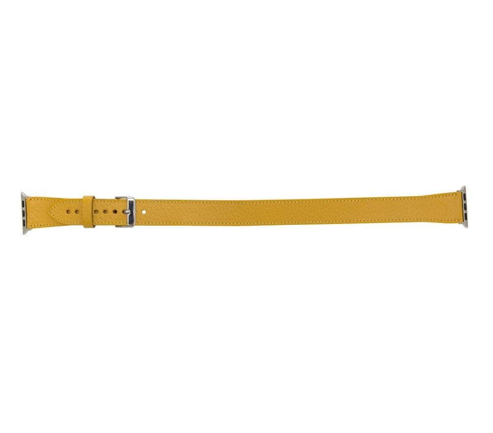 Luxury Double Wrap Yellow Leather Apple Watch Band - San Diego