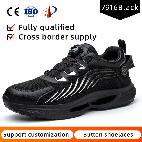Safety shoes anti smashing anti piercing anti slip wear-resistant steel toe shoes lazy no tie safety shoes
