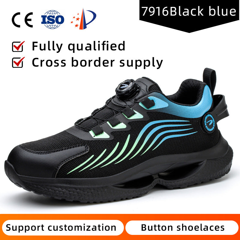 Safety shoes anti smashing anti piercing anti slip wear-resistant steel toe shoes lazy no tie safety shoes
