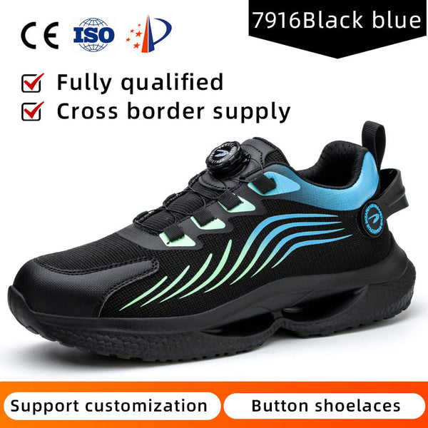 Safety shoes anti smashing anti piercing anti slip wear-resistant steel toe shoes lazy no tie safety shoes
