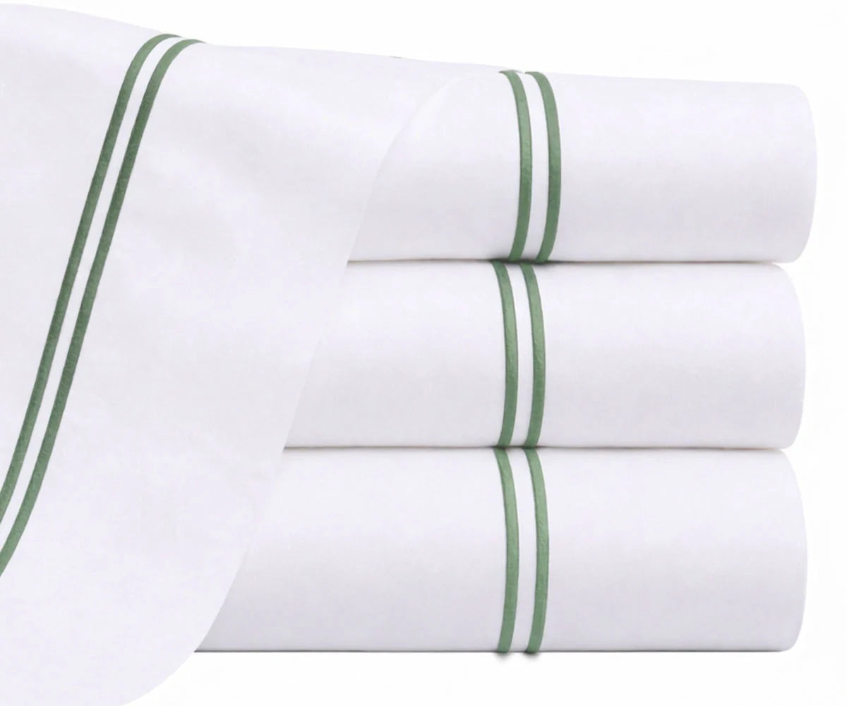 Cotton Flat Sheet - Line Embroidery
