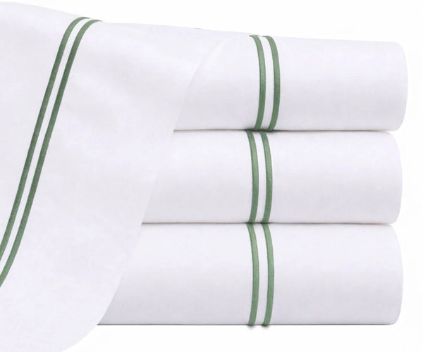 Cotton Flat Sheet - Line Embroidery
