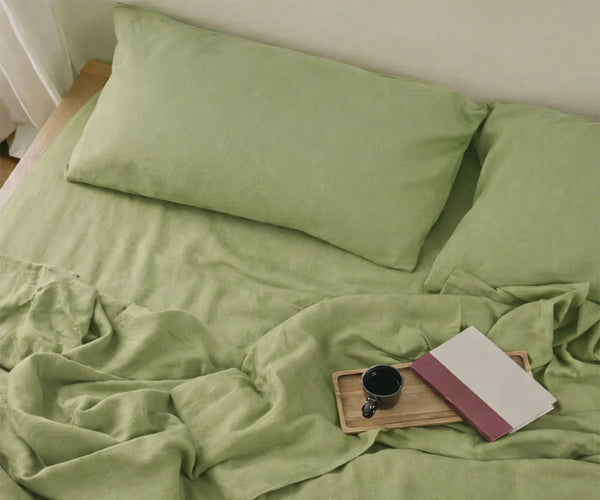 Sage Green 100% Linen Deep Pocket Sheet Set
