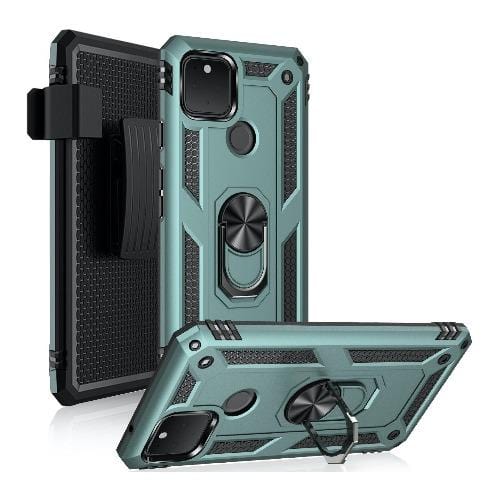 Green Heavy Duty Pixel 5 Case - Military Kickstand Series