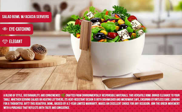 Salad Set Bowl With Acacia Servers