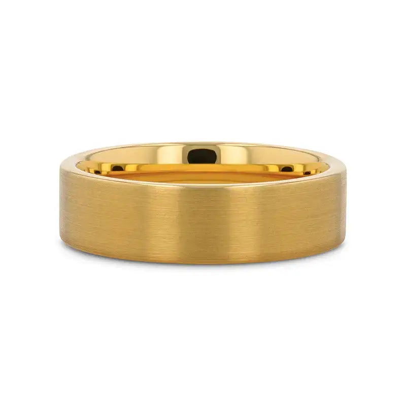AUDEN Gold-Plated Flat Brushed Tungsten Wedding Ring — 4mm, 6mm & 8mm