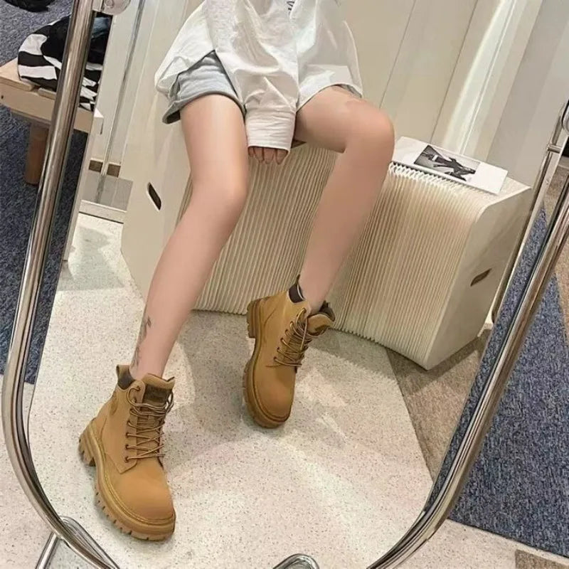 Same Style for Couples Autumn and Winter Ankle Boot Platform Increase Women's Shoes New 2023 Waterproof Women's Boots