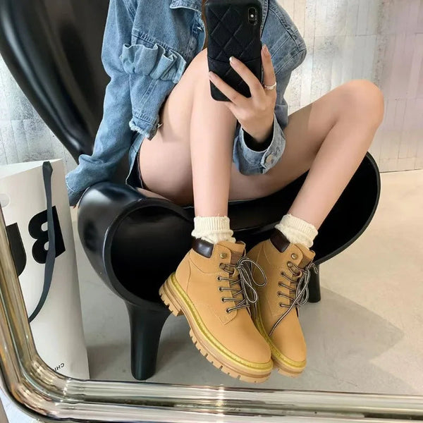 Same Style for Couples Autumn and Winter Ankle Boot Platform Increase Women's Shoes New 2023 Waterproof Women's Boots