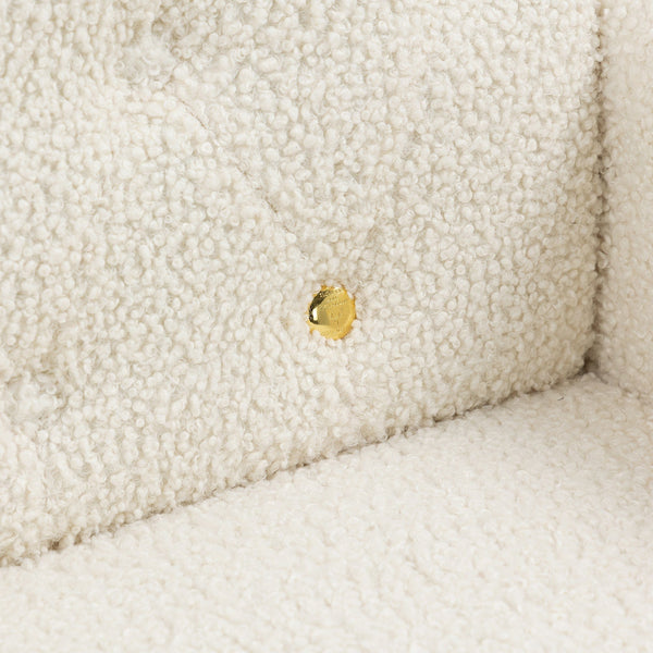 White Teddy Barrel Accent Chair with Gold Legs – Stylish Comfort for Any Room