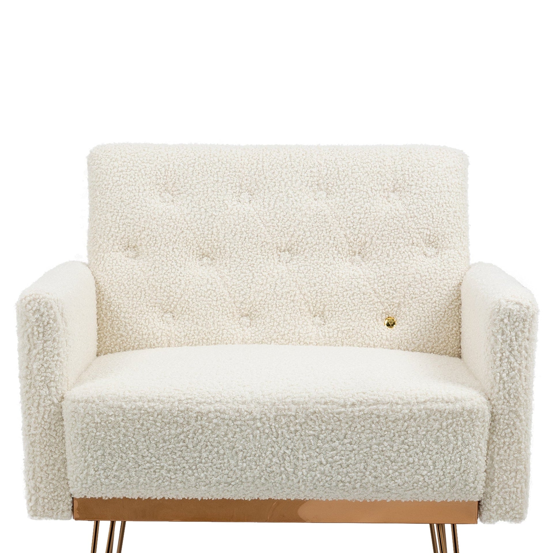 White Teddy Barrel Accent Chair with Gold Legs – Stylish Comfort for Any Room