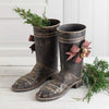 Metal Santa Boots with Bows Christmas Decor (Pair)