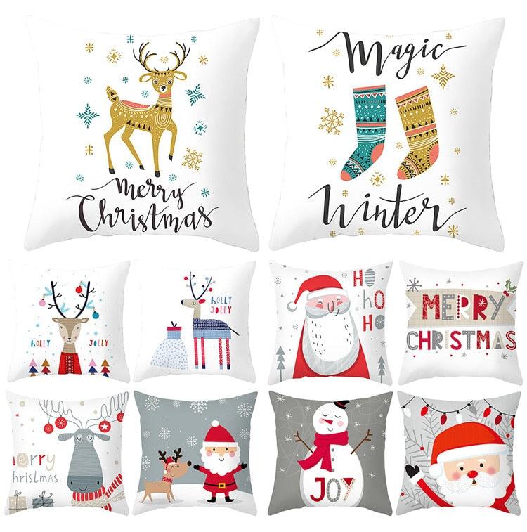 Santa Claus Cushion Cover Merry Christmas Christmas Deer Santa Claus Merry Christmas Decorative Sofa Throw Pillow Decorations For Home Christmas Ornament